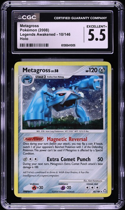 2008 Pokemon Diamond & Pearl Legends Awakened Holo Metagross #10 CGC 5.5 EX+