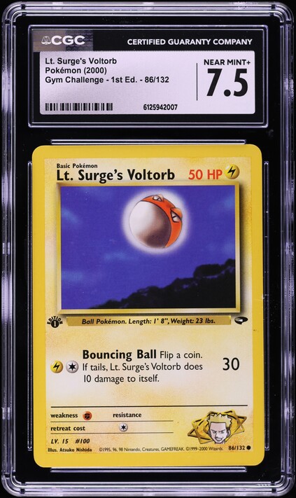 2000 Pokemon Gym Challenge 1st Edition Lt Surge's Voltorb #86 CGC 7.5 NRMT+