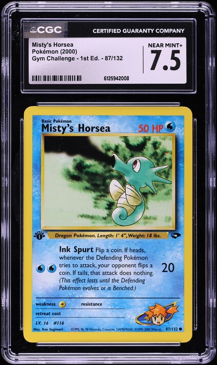 2000 Pokemon Gym Challenge 1st Edition Misty's Horsea #87 CGC 7.5 NRMT+