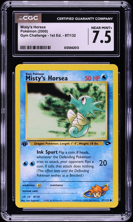 2000 Pokemon Gym Challenge 1st Edition Misty's Horsea #87 CGC 7.5 NRMT+