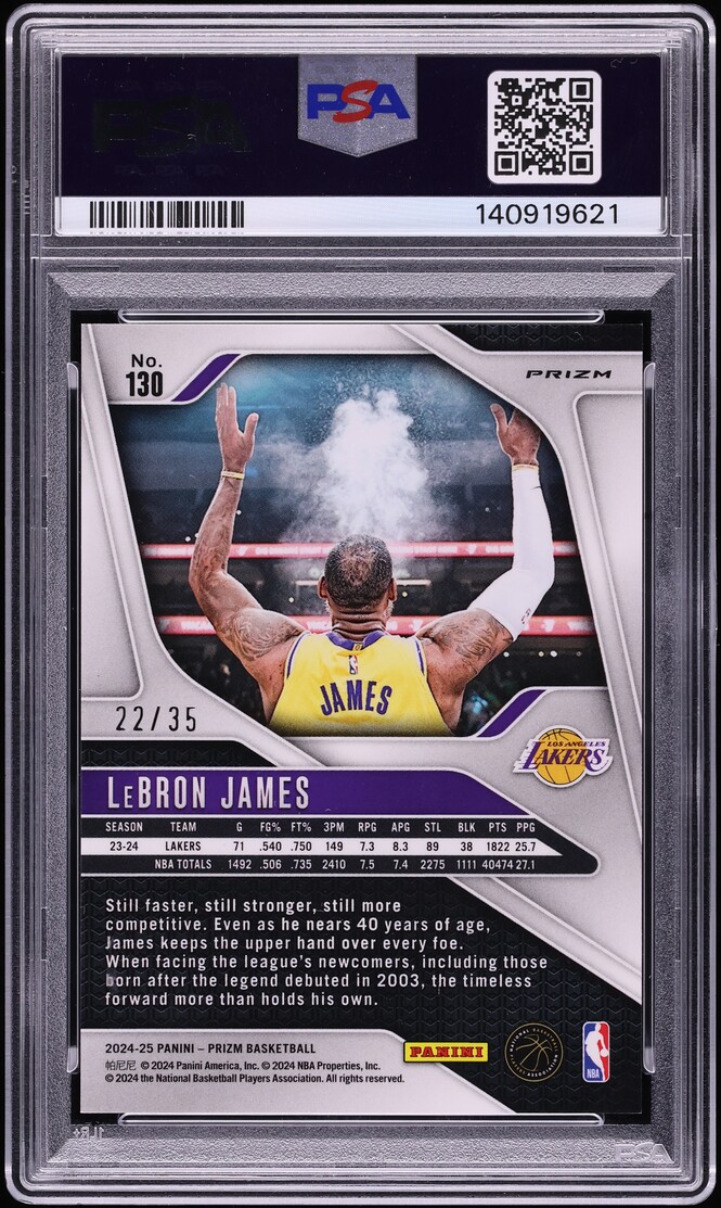 2024 Panini Prizm White Ice LeBron James /35 #130 PSA 9 MINT