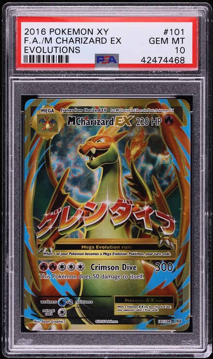 2016 Pokemon XY Evolutions Full Art M Charizard EX #101 PSA 10 GEM
