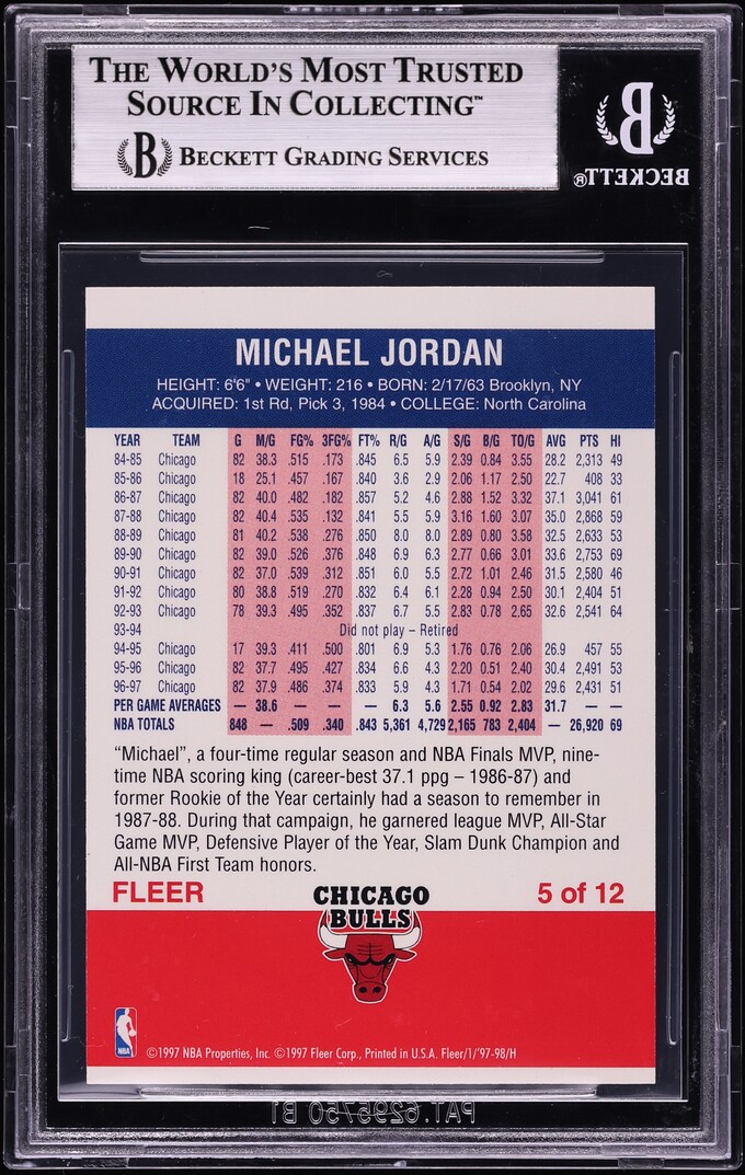 1997 Fleer Decade Of Excellence Michael Jordan #5 BGS 9 MINT