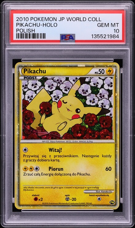 2010 Pokemon Spanish World Collection Holo Pikachu PSA 10 GEM MINT