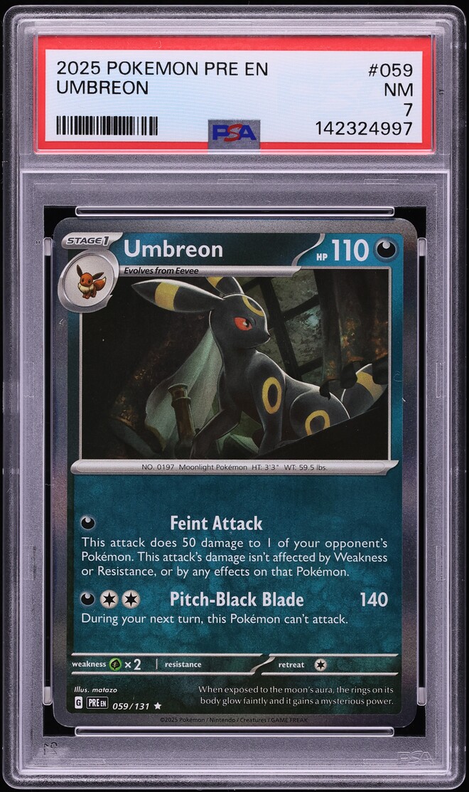 2025 Pokemon Scarlet & Violet Prismatic Evolutions Umbreon #59 PSA 7 NRMT