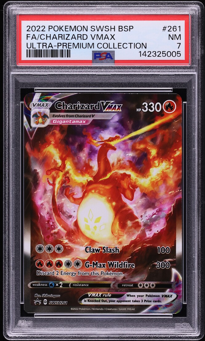 2022 Pokemon Sword & Shield Promo Ultra Premium Full Art Charizard VMAX #SWSH261 PSA 7 NRMT