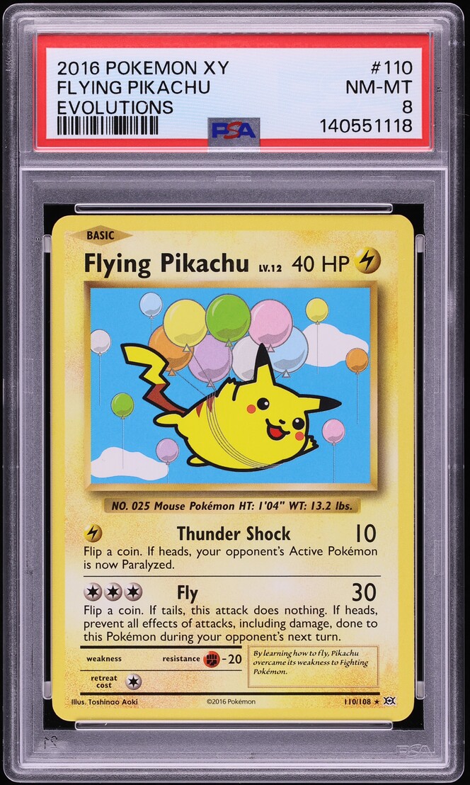 2016 Pokemon XY Evolutions Flying Pikachu #110 PSA 8 NM-MT