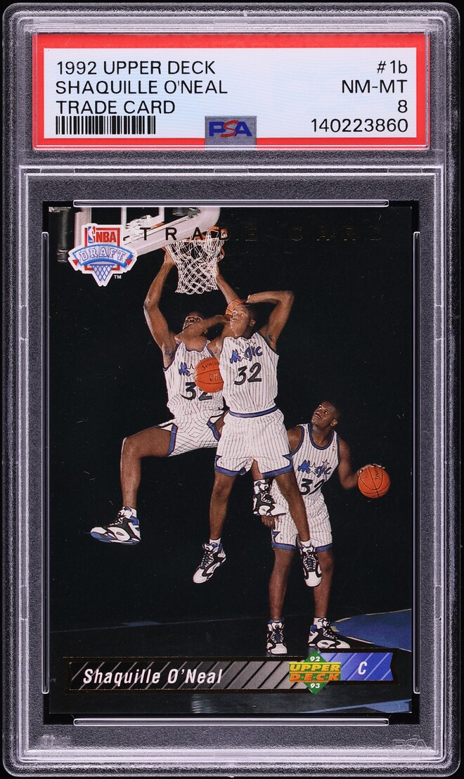 1992 Upper Deck Trade Shaquille O'Neal ROOKIE #1B PSA 8 NM-MT
