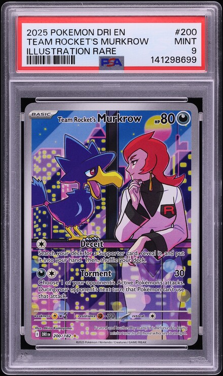 2025 Pokemon Scarlet & Violet Destined Rivals IR Team Rocket's Murkrow #200 PSA 9 MINT