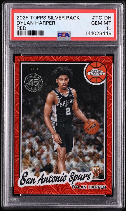 2025 Topps Chrome Silver Pack Red Dylan Harper ROOKIE 5/5 #TC-DH PSA 10 GEM MINT