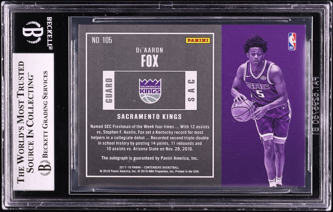 2017 Panini Contenders Playoff Ticket De'Aaron Fox ROOKIE AUTO /35 #105B BGS 9 MINT