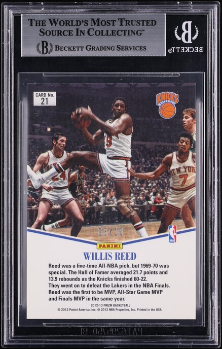 2012 Panini Prizm Most Valuable Players Gold Willis Reed /10 #21 BGS 9 MINT