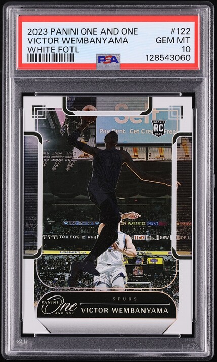 2023 Panini One And One White FOTL Victor Wembanyama ROOKIE JSY # 1/7 #122 PSA 10 GEM MINT