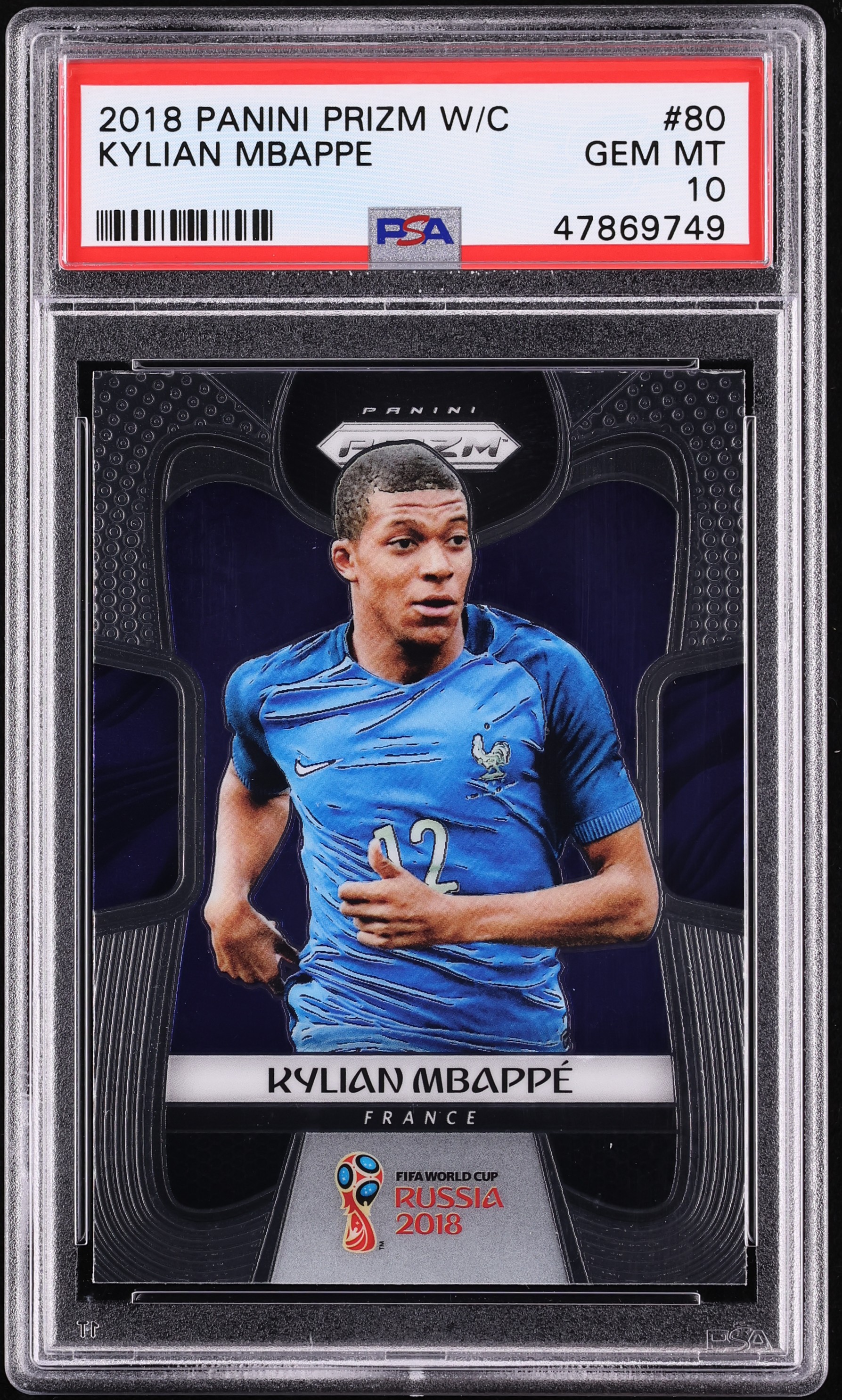 2018 Panini Prizm World Cup Kylian Mbappe ROOKIE #80 PSA 10 GEM