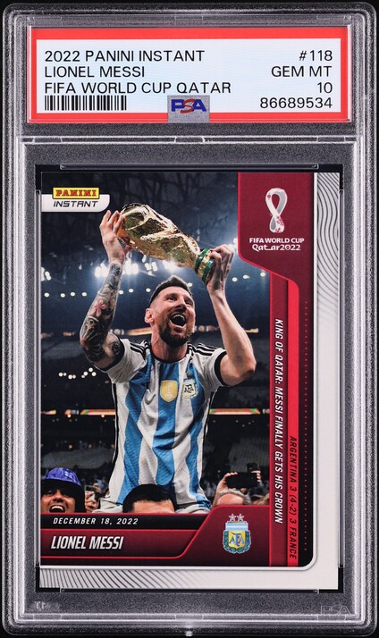 2022 Panini Instant FIFA World Cup Qatar Lionel Messi #118 PSA 10 GEM MINT