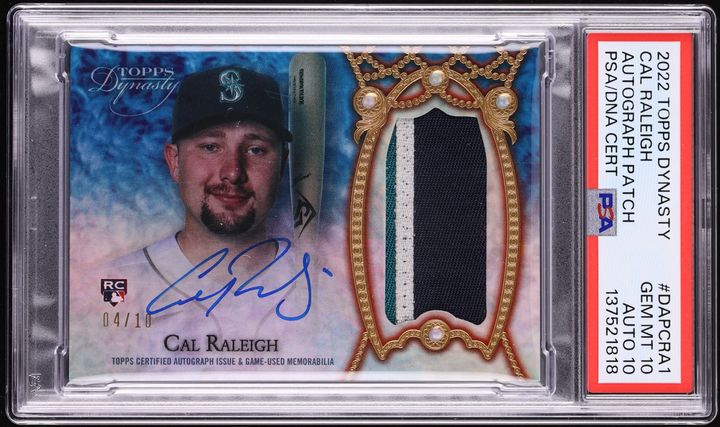 2022 Topps Dynasty Cal Raleigh ROOKIE PATCH AUTO DNA 10 /10 #DAP-CRA1 PSA 10 GEM MINT