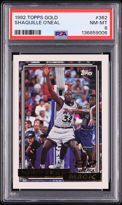 1992 Topps Gold Shaquille O'Neal ROOKIE #362 PSA 8 NM-MT