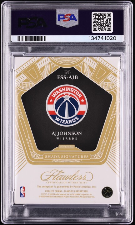 2024 Panini Flawless Shade Signatures AJ Johnson ROOKIE AUTO /25 #FSS-AJB PSA 8 NM-MT