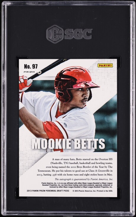 2013 Panini Prizm Perennial Draft Picks Green Mookie Betts ROOKIE AUTO #97 SGC 9 MINT