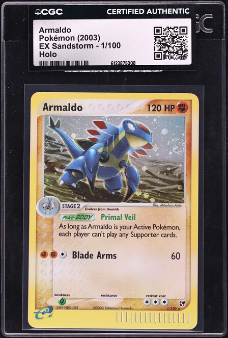 2003 Pokemon EX Sandstorm Holo Armaldo #1 CGC AUTH