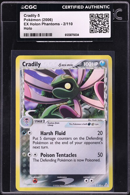 2006 Pokemon EX Holon Phantoms Holo Cradily #2 CGC AUTH on Fanatics Collect