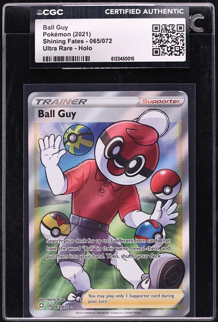 2021 Pokemon Sword & Shield Shining Fates Full Art Ball Guy #65 CGC AUTH