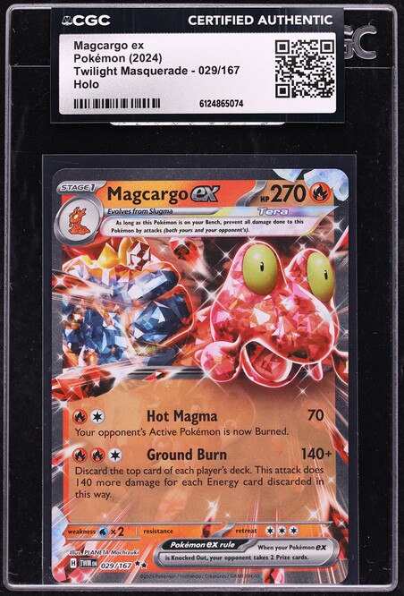 2024 Pokemon Scarlet & Violet Twilight Masquerade Magcargo EX #29 CGC AUTH