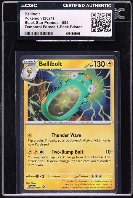2024 Pokemon Scarlet & Violet Promos Temporal Forces Holo Bellibolt #94 CGC AUTH
