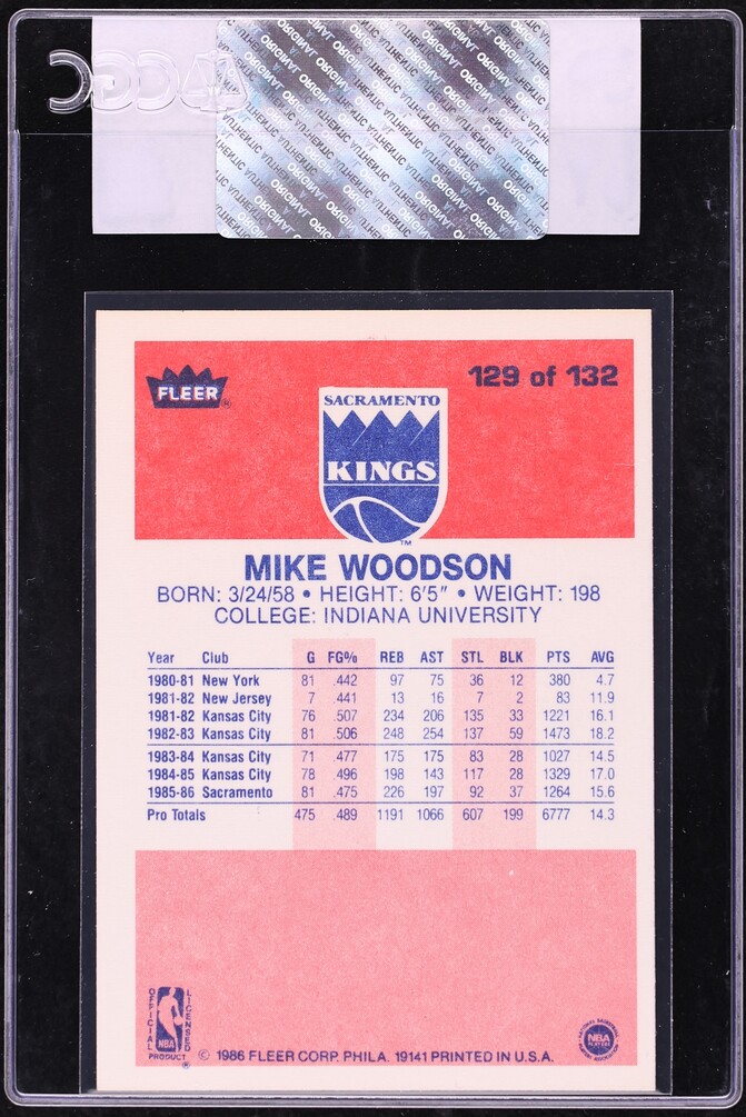 1986 Fleer Basketball Mike Woodson #129 CGC AUTH