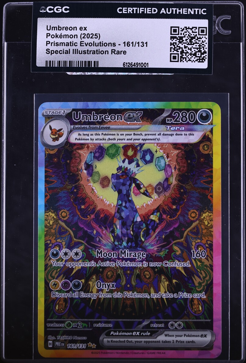 2025 Pokemon Scarlet & Violet Prismatic Evolutions SIR Umbreon EX #161 CGC AUTH on Fanatics Collect 2025 Pokemon Scarlet & Violet Prismatic Evolutions SIR Umbreon EX #161 CGC AUTH on Fanatics Collect