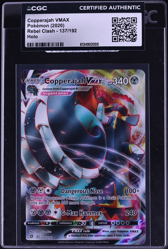 2020 Pokemon Rebel Clash Holo Copperajah VMAX #137 CGC AUTH