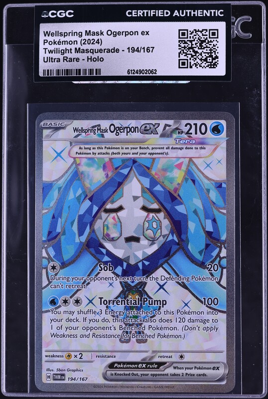 2024 Pokemon SV Twilight Masquerade Full Art Wellspring Mask Ogerpon ex #194 CGC AUTH