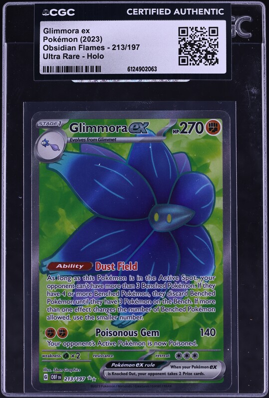 2023 Pokemon Scarlet & Violet Obsidian Flames Full Art Glimmora EX #213 CGC AUTH