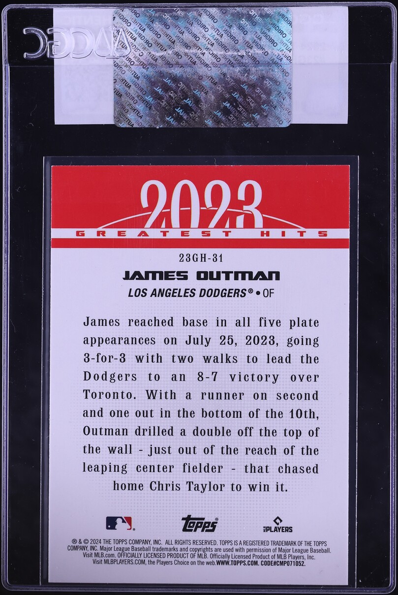 2024 Topps James Outman #23GH-31 CGC AUTH