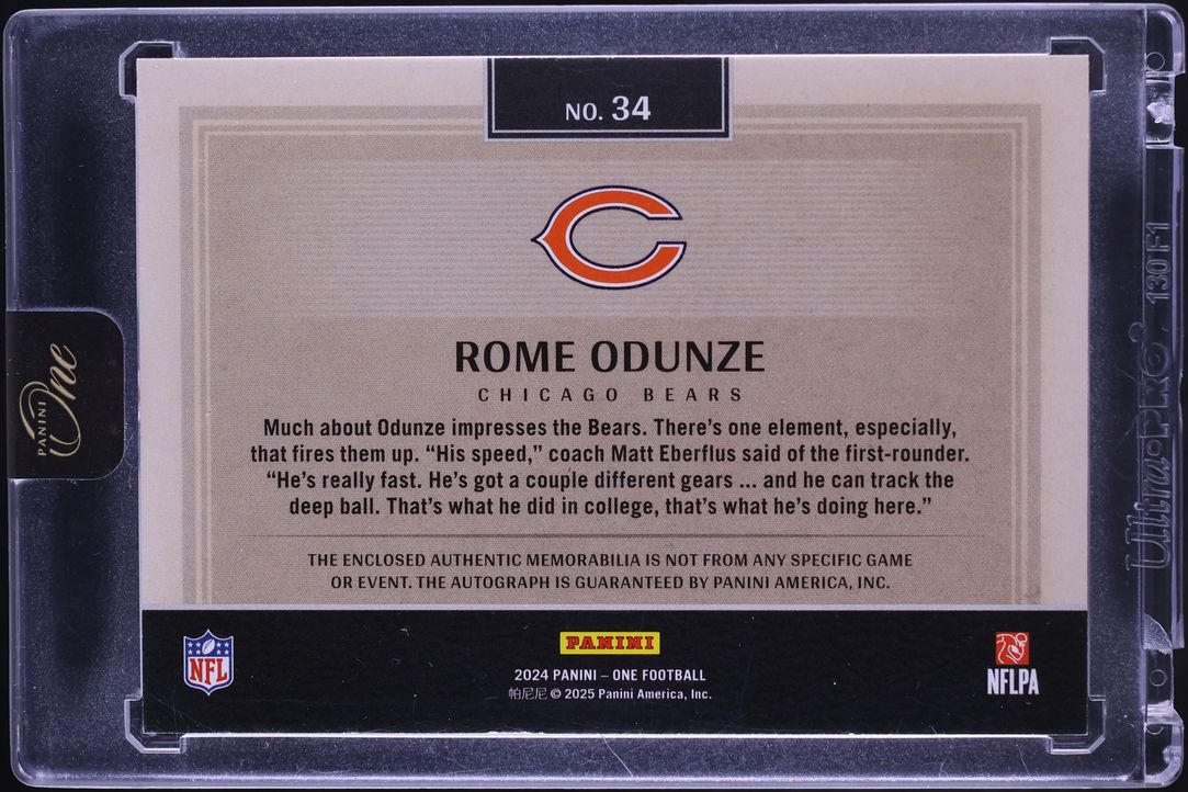 2024 Panini One Rome Odunze ROOKIE PATCH AUTO /199 #34