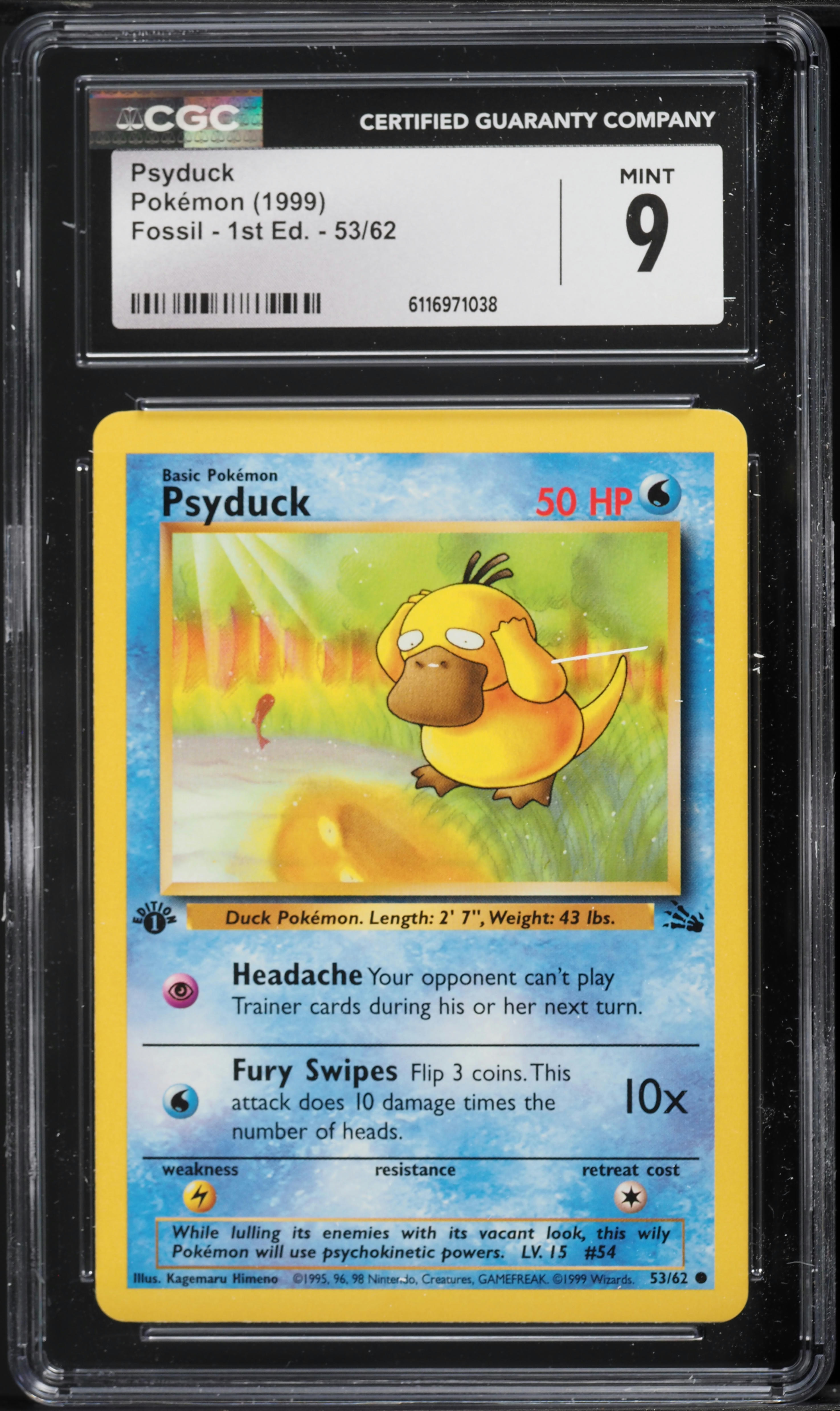 psyduck pokemon card value 53/62 Fossil (1st Edition) The Nerd Multiverse Water Psychic Headache Your opponent cant play Trainer cards during his or her next turn Pokmon TCG Psyduck 53/62 Fossil