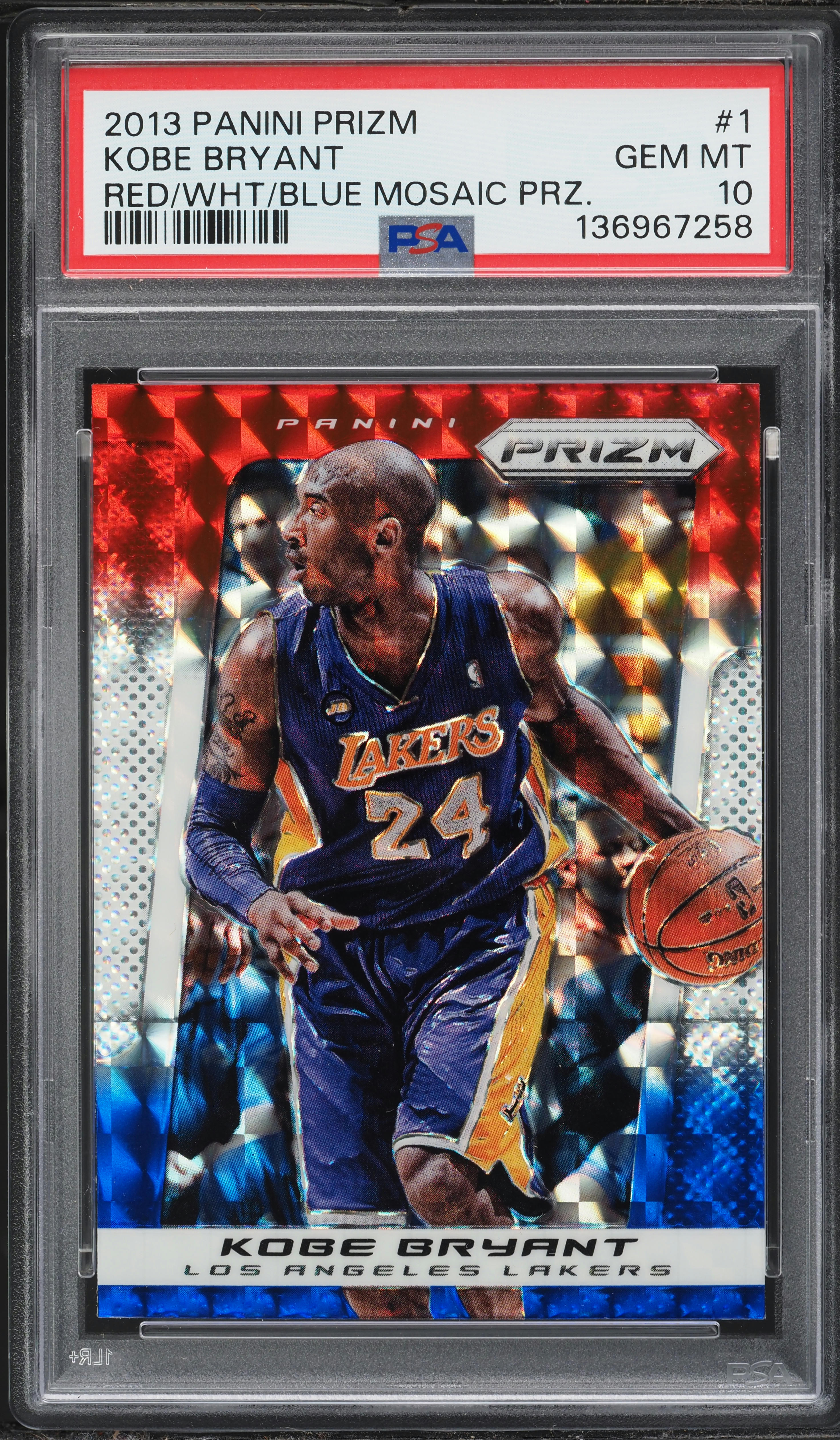 2013 Panini Prizm Red White Blue Mosaic Kobe Bryant #1 PSA 10 GEM