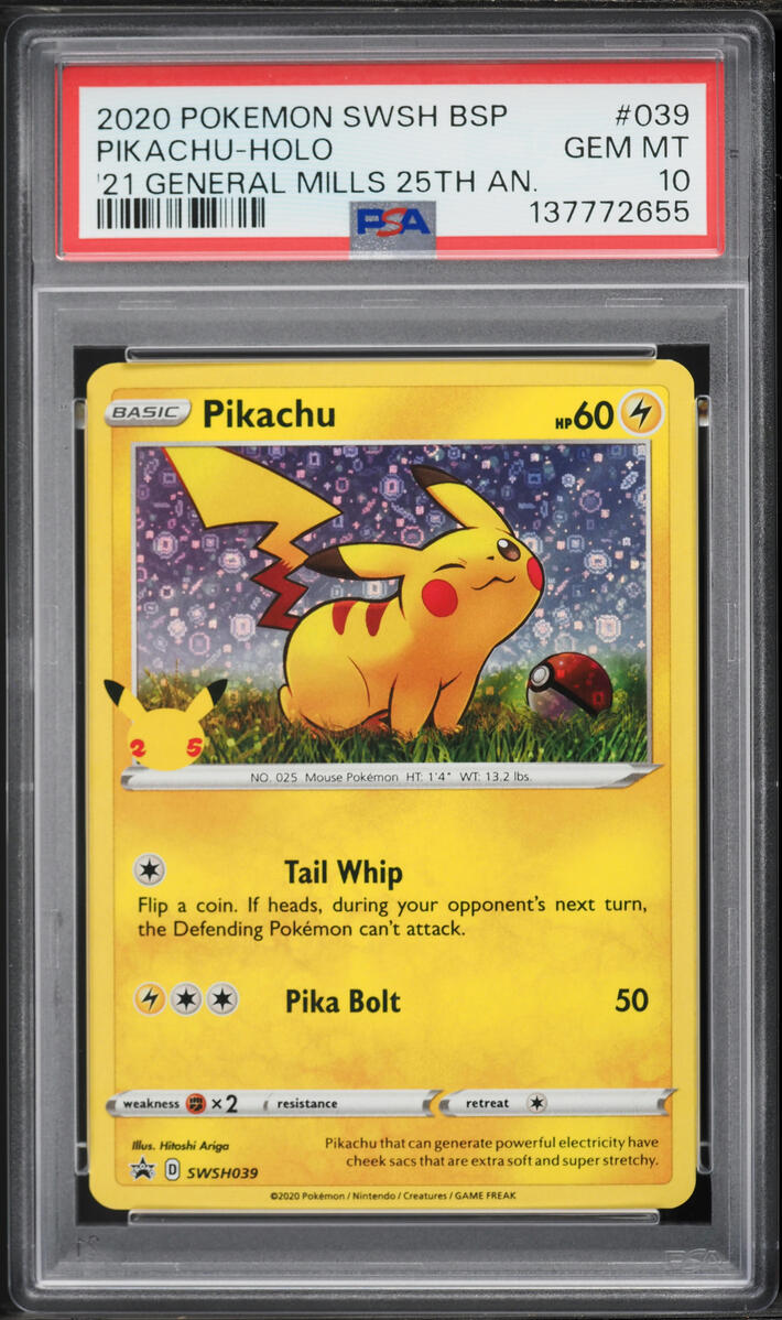 2020 Pokemon SWSH Promo General Mills 25th Anniversary Holo Pikachu #SWSH039 PSA 10 GEM MINT