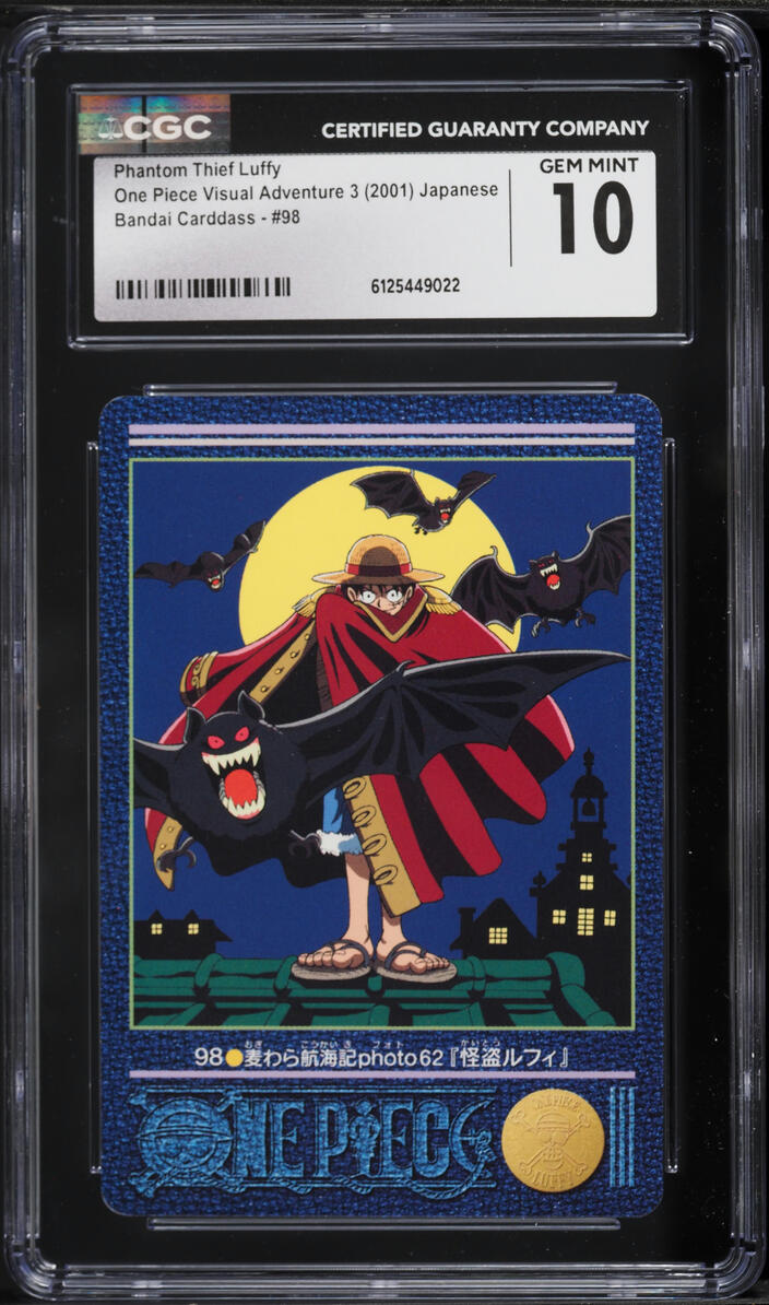 2001 One Piece Japanese Bandai Carddass Visual Adventure 3 Phantom Thief Luffy #98 CGC 10 GEM