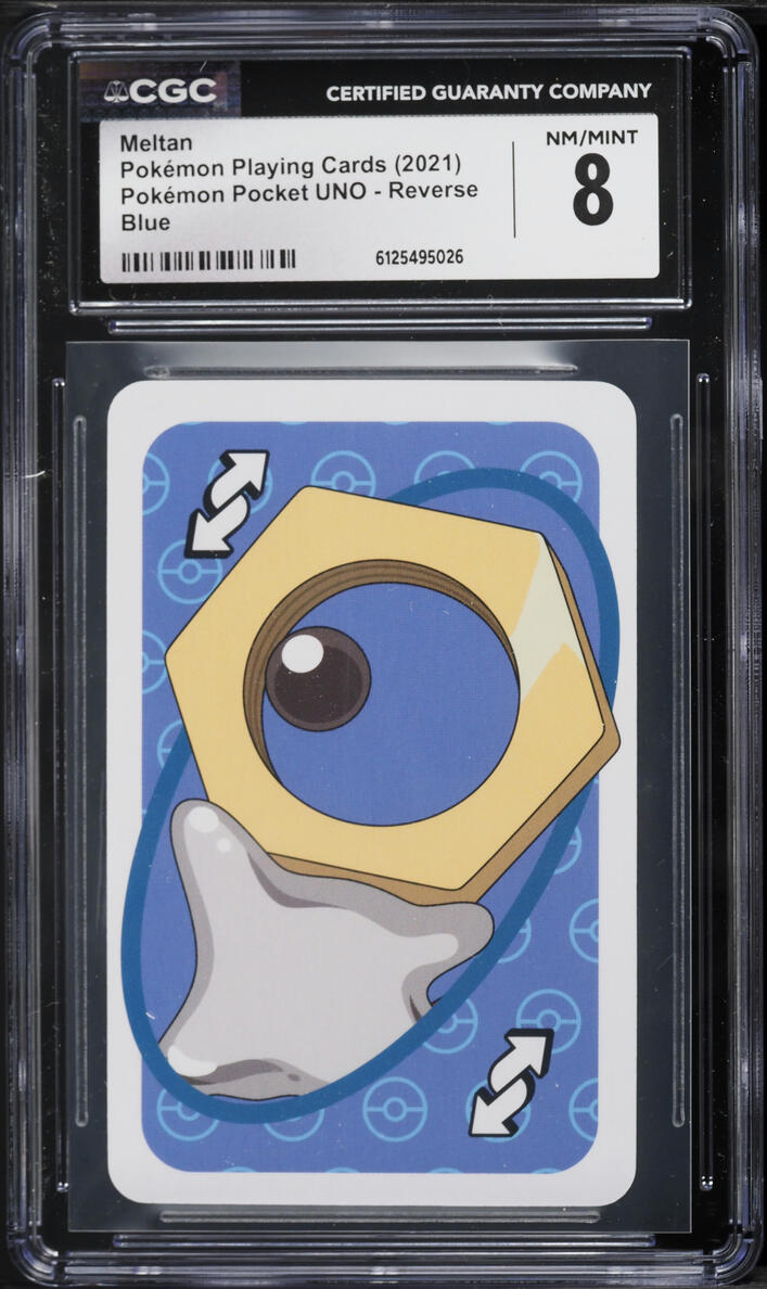2021 Pokemon Playing Cards Pocket UNO Blue Meltan #Reverse CGC 8 NM-MT