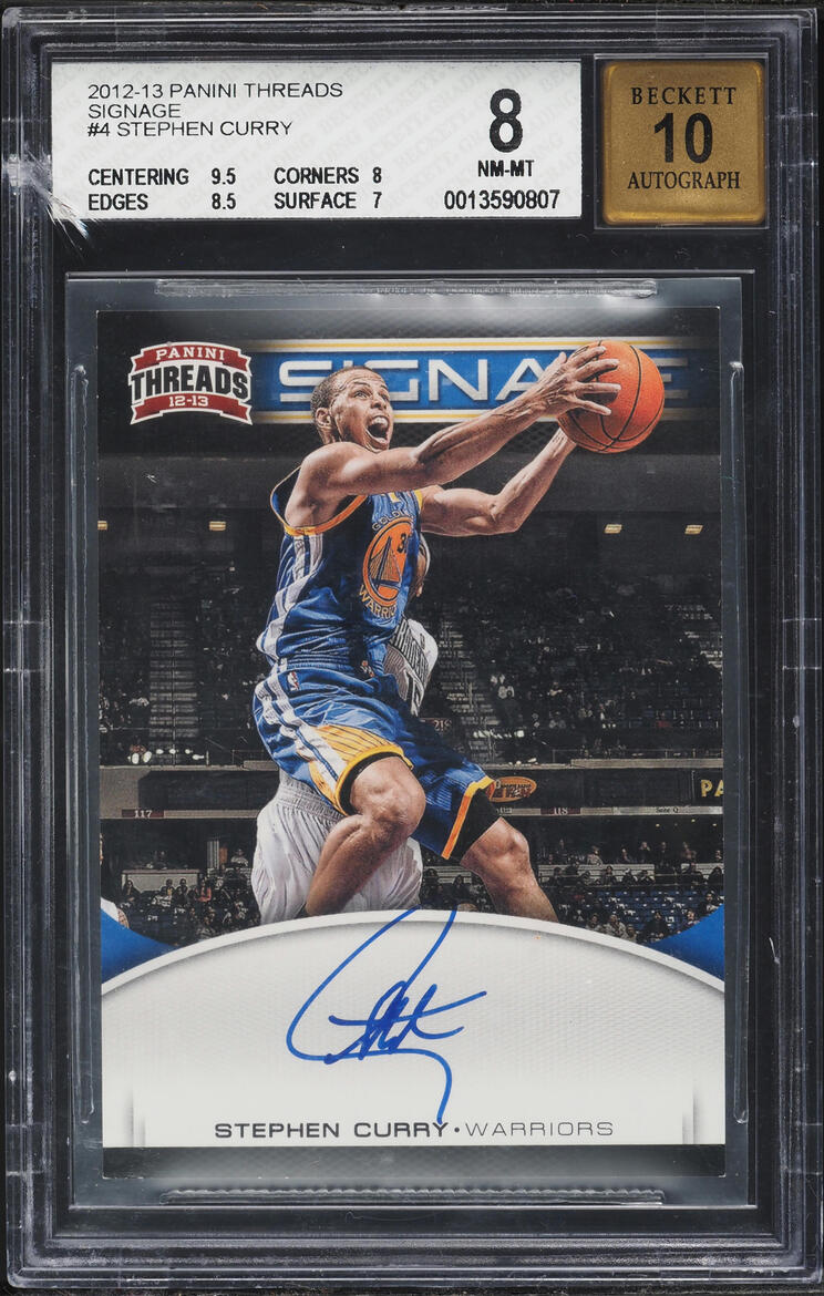 2012 Panini Threads Signage Stephen Curry AUTO #4 BGS 8 NM-MT