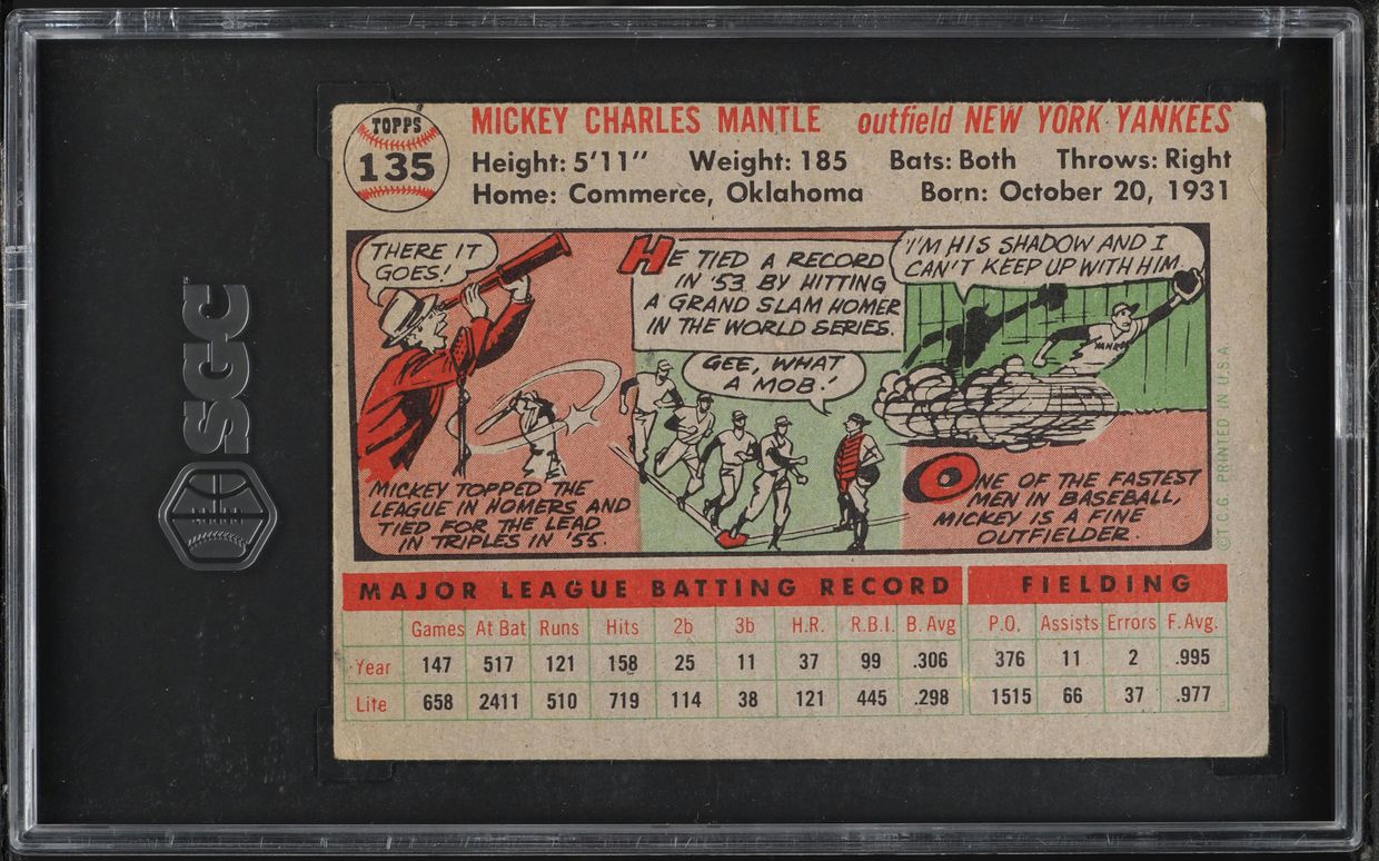 1956 Topps Mickey Mantle #135 SGC 2.5 GD+