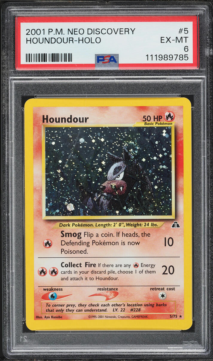 2001 Pokemon Neo Discovery Holo Houndour #5 PSA 6 EXMT