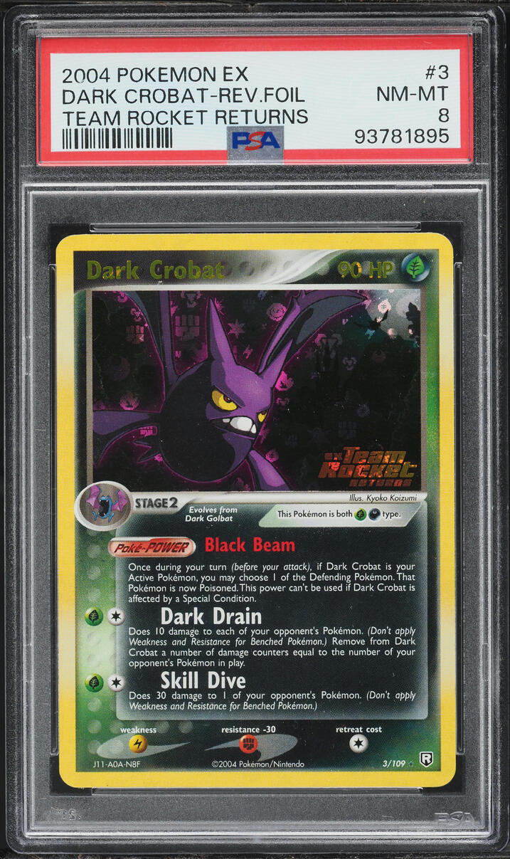 2004 Pokemon EX Team Rocket Returns Reverse Holo Dark Crobat #3 PSA 8 NM-MT