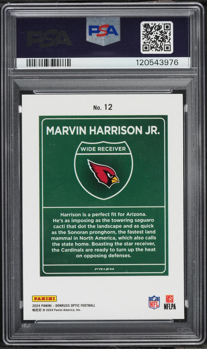2024 Donruss Optic Downtown Marvin Harrison Jr. ROOKIE #12 PSA 9 MINT