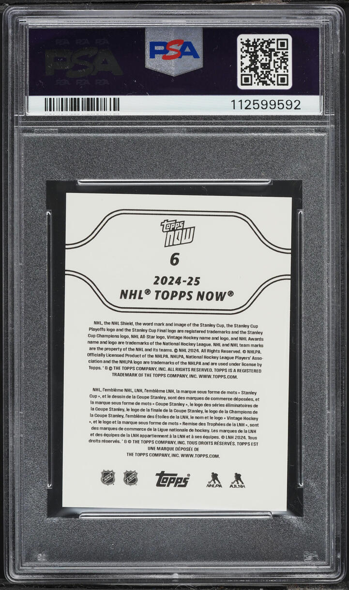 2024 Topps Now NHL Stickers Macklin Celebrini ROOKIE #6 PSA 10 GEM MINT