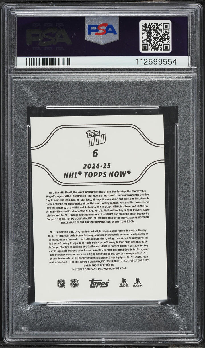 2024 Topps Now NHL Stickers Macklin Celebrini ROOKIE #6 PSA 10 GEM MINT