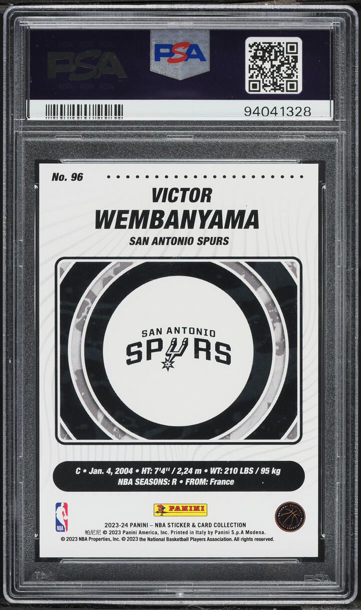 2023 Panini Sticker Cards Orange Foil Victor Wembanyama ROOKIE /50 #96 PSA 8 NM-MT