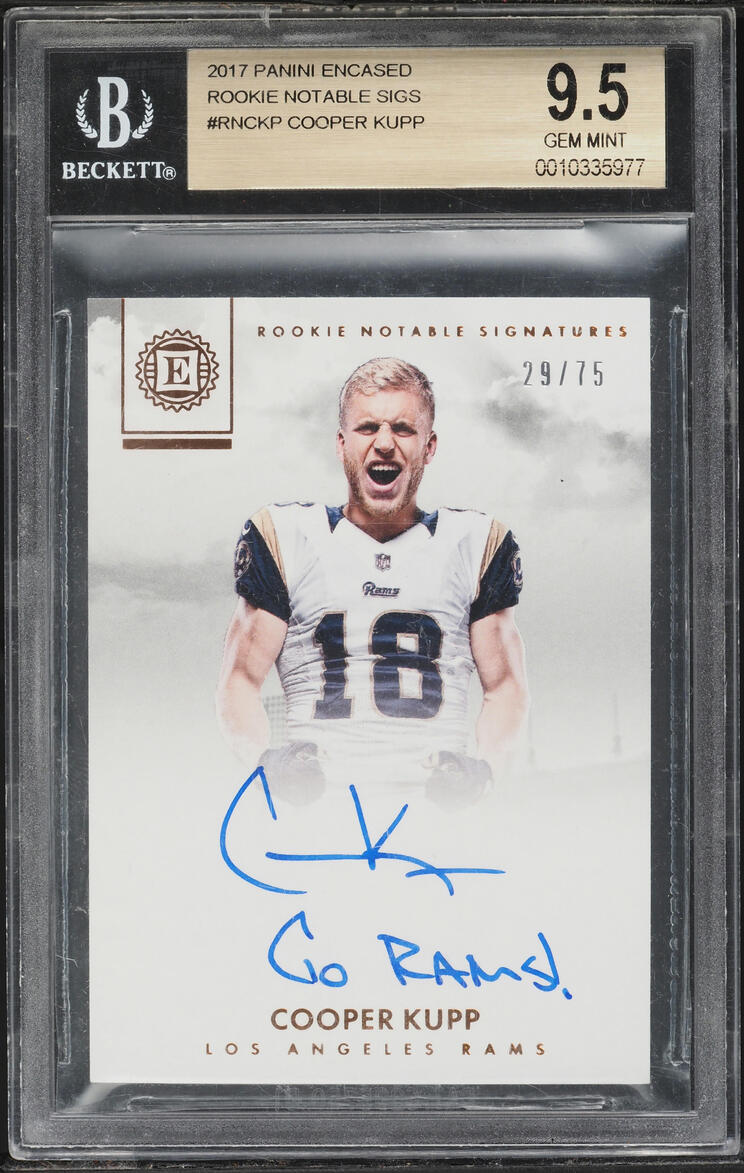 2017 Panini Encased Notable Signatures Cooper Kupp ROOKIE AUTO /75 #RNCKP BGS 9.5 GEM MINT
