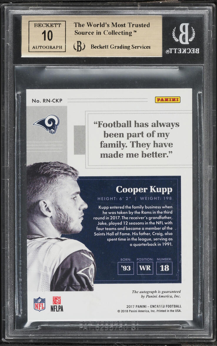2017 Panini Encased Notable Signatures Cooper Kupp ROOKIE AUTO /75 #RNCKP BGS 9.5 GEM MINT